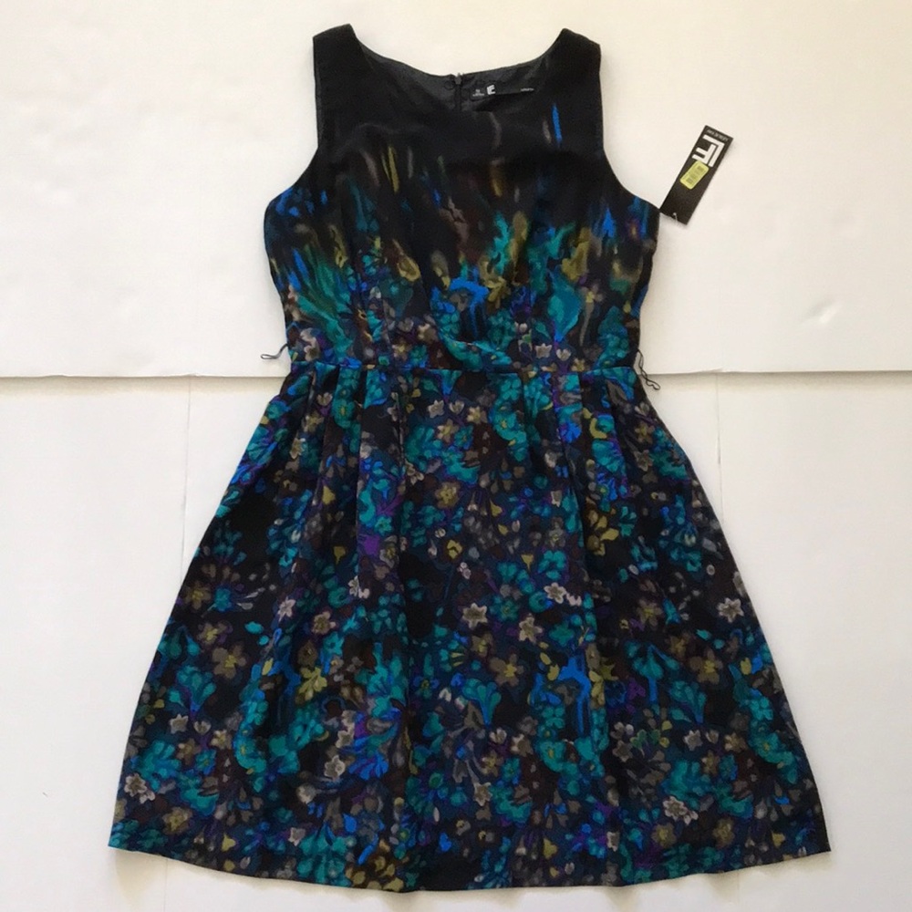 New with Tags Leslie Fay Multi Watercolor Print Lined Dress Size 12